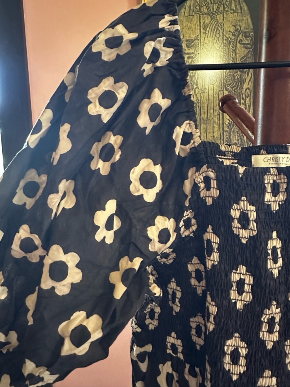 Christy Dawn Black Floral Puff-Sleeve Midi Dress - Picture 5 of 5